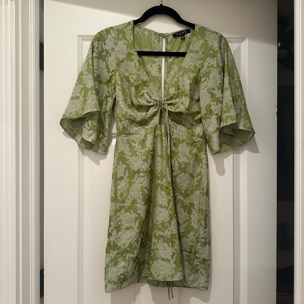 Fore Satin Flower Mini Dress
